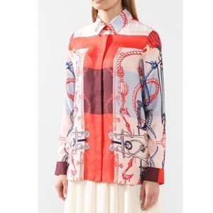 St. John Collection Mariner Scarf Print Silk Shirt